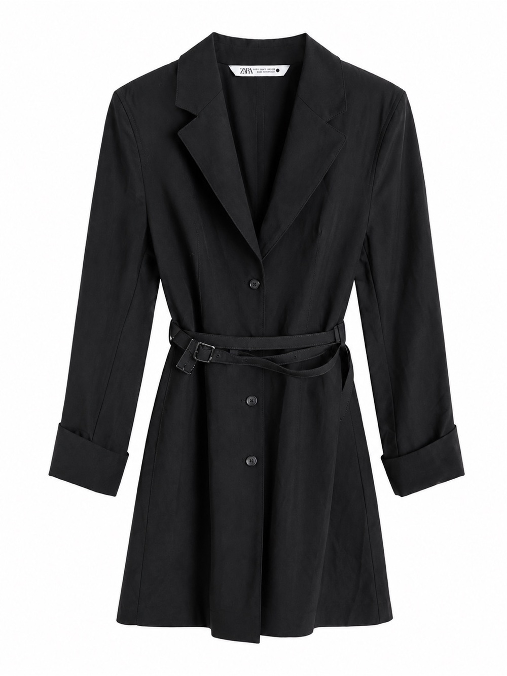 Zara Structured Black Blazer Dress with Belt Size S